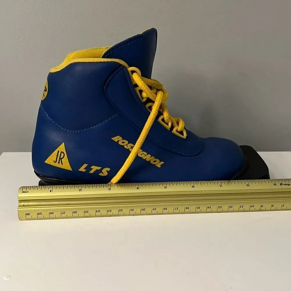 Rossignol Kids' Blue Yellow LTS JR Nordic 75mm Cross Country Ski Boots Size 8.5